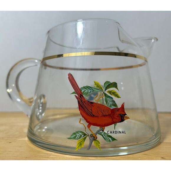 West Virginia Glass Co Songbird Pitcher & Glass – Cardinal & Blue Jay - Picture 3 of 6